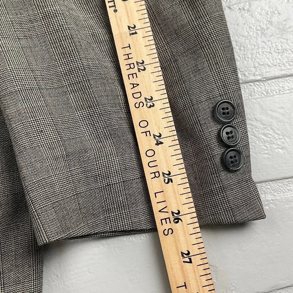 Sterling & Hunt Kuppenheimer Blazer Men 44 Black White Plaid Premier‎ Ed USA VTG